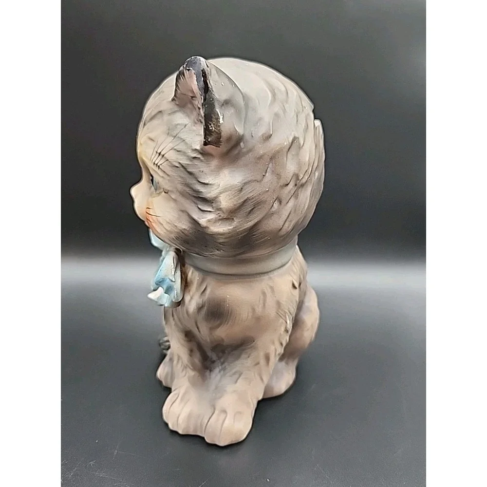 Vintage Lefton Gray Kitten Cat Ceramic Bank #1565